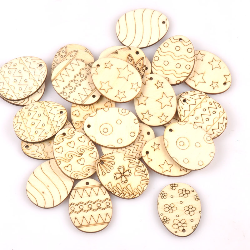 Embellish Craft - 25Pcs Mixed Easter Egg Wood Crafts