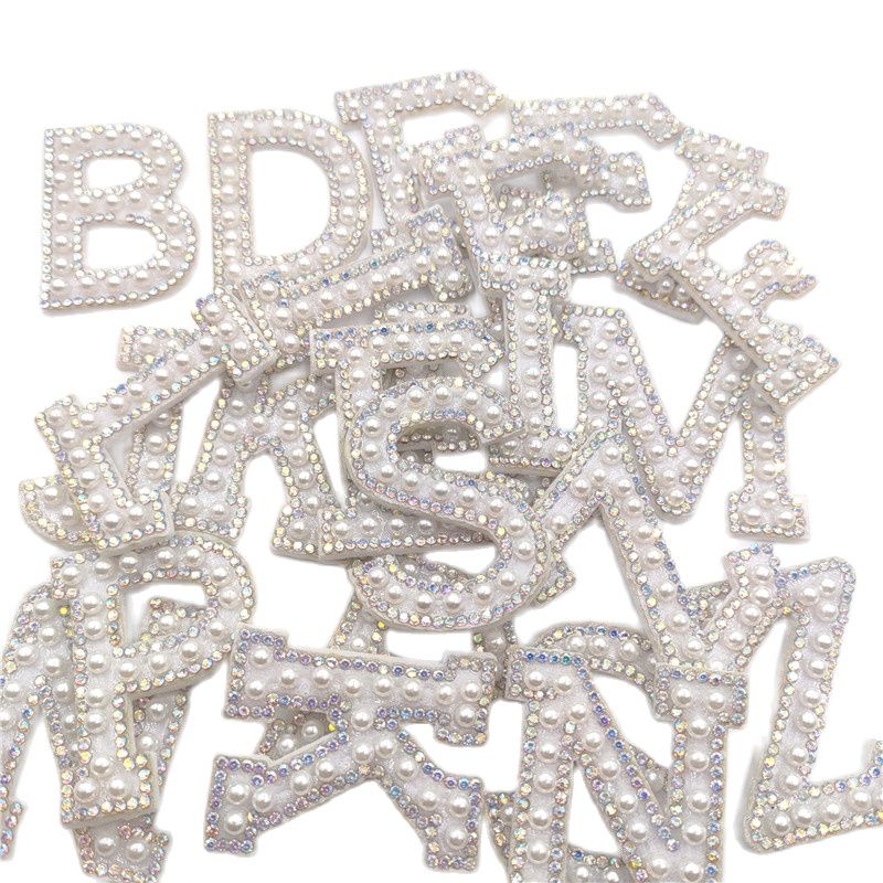 Sew On Rhinestone - 26Pcs/Lot A-Z Pearl Rhinestone English Letter