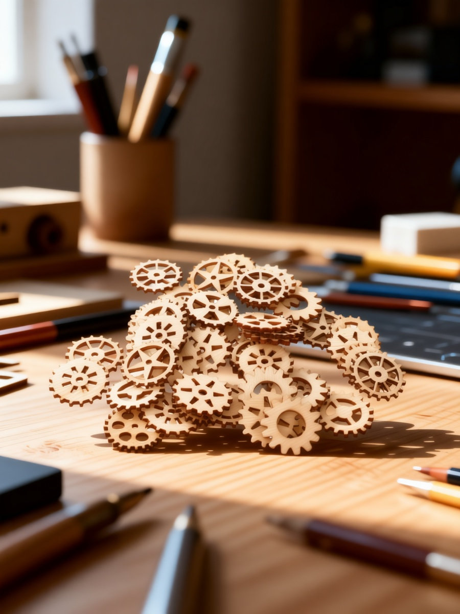 Embellish Craft - 100Pcs Wood Gear Craft Pieces Decorative