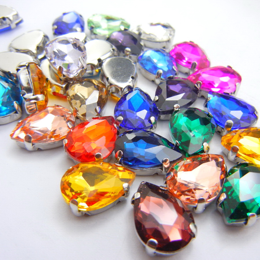 Colorful  glass Crystal Silver - Sew On Rhinestone recension och pris