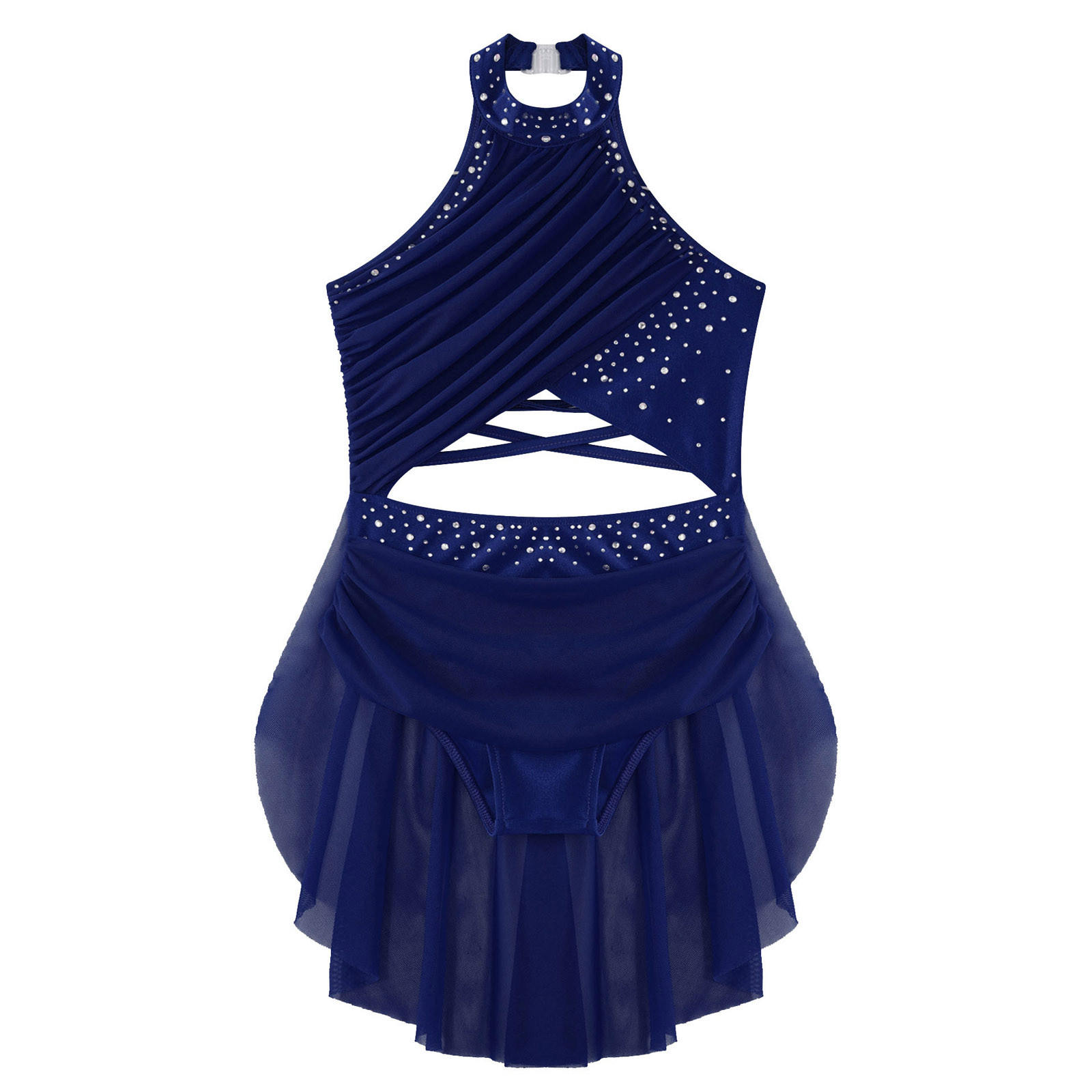 Kids Girls Ballet Leotard Dres - Rhinestone Banding Trim recension och pris